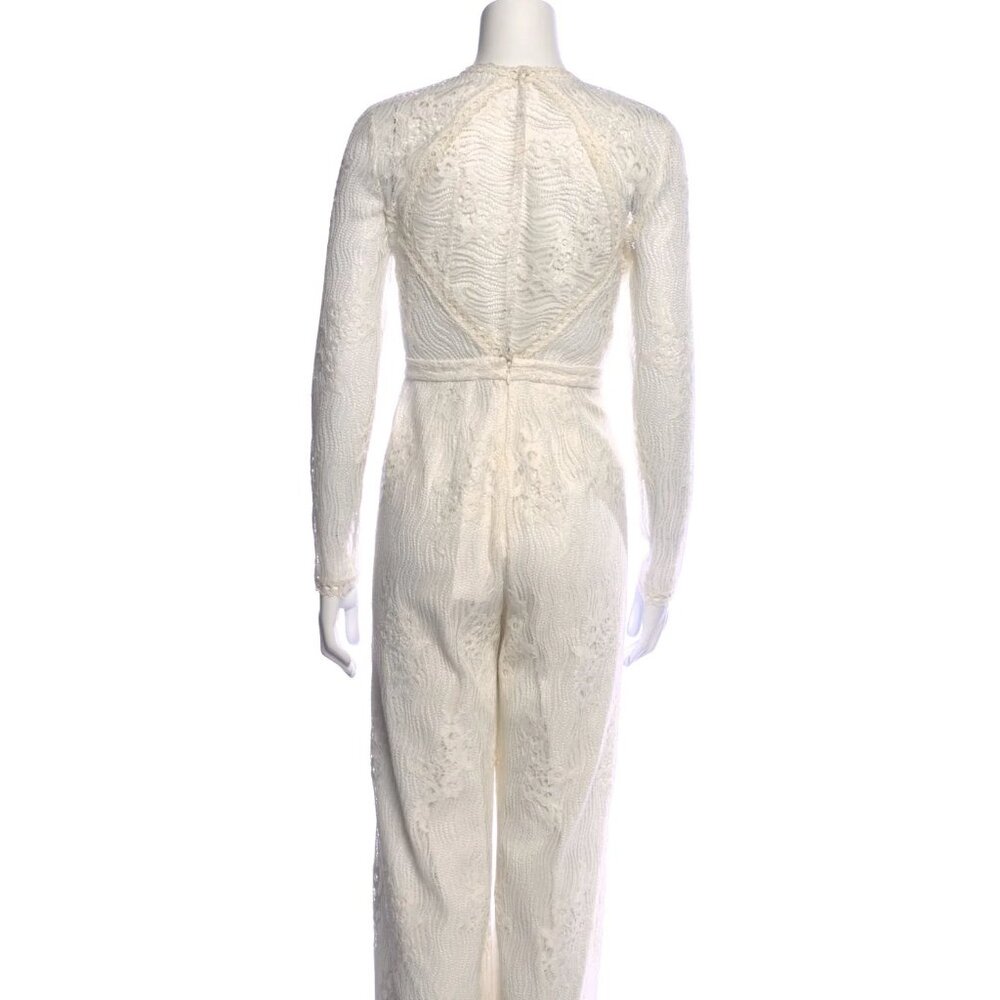 ALEXIS Cream Peekaboo Lace Crew Neck Jumpsuit Size: XS - Picture 3 of 4